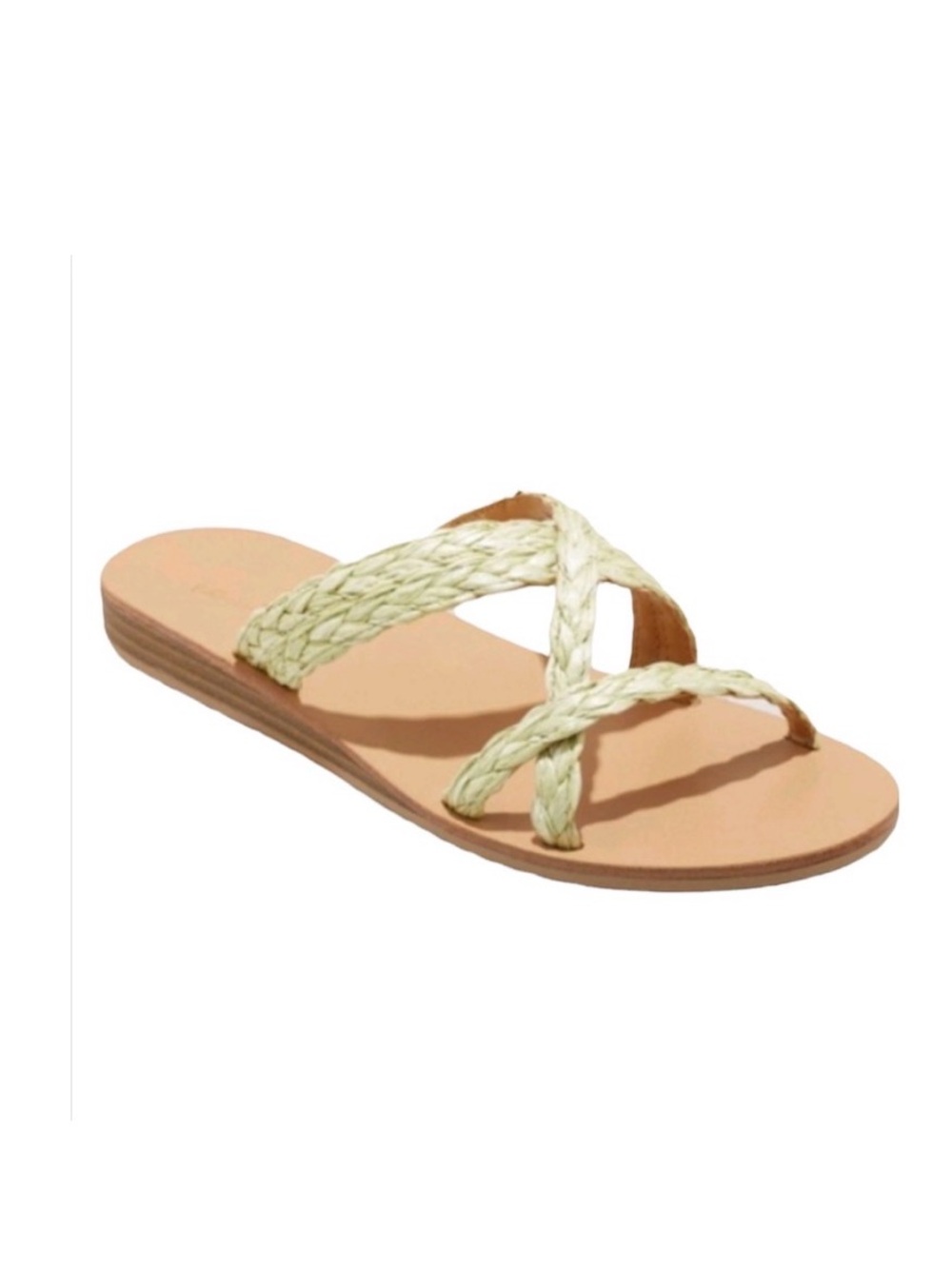 Universal Threads NTW Opal Strappy Slide Sandals Womens Sage Green Woven Size 10